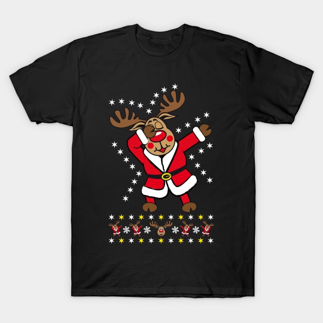 87 Dabbing Reindeer Deer Rudolph Fun T-Shirt by Margarita7